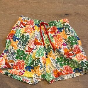 Tropical Coral Reef Print Swim Shorts - Multicolor